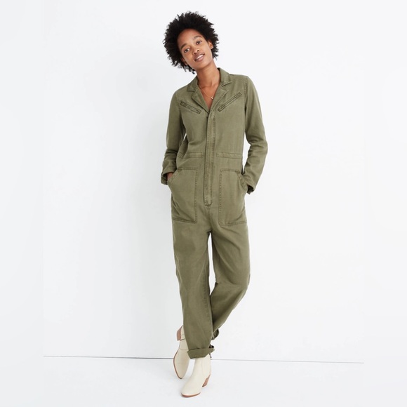 Madewell Flight Suit Coverall Women’s Jumpsuit Green‎ Small AE794 - Picture 1 of 4
